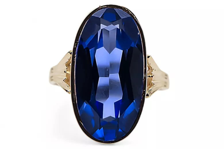 Пръстен Винтидж стил Сапфир 14K жълто злато vrc113y